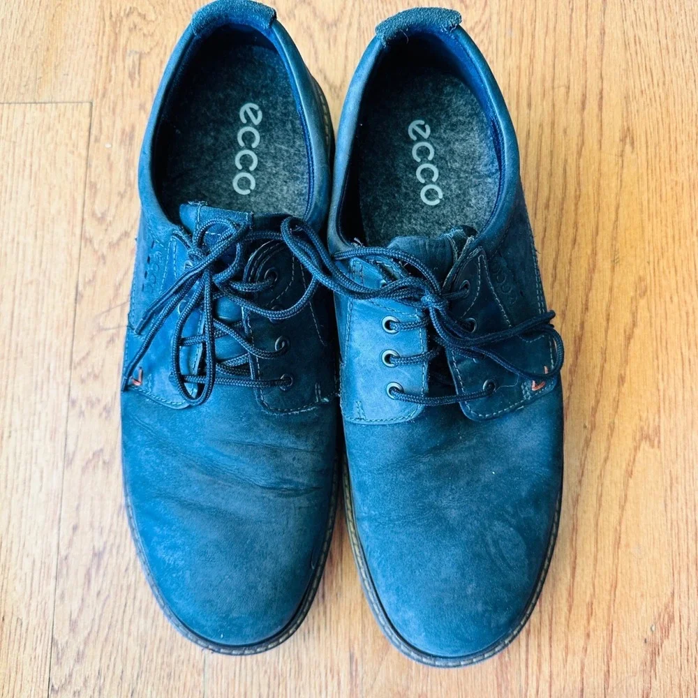 Ecco Shoe Mens 46/11 Turn GTX Nubuck Leather Lace Up‎ Derby Waterproof Black